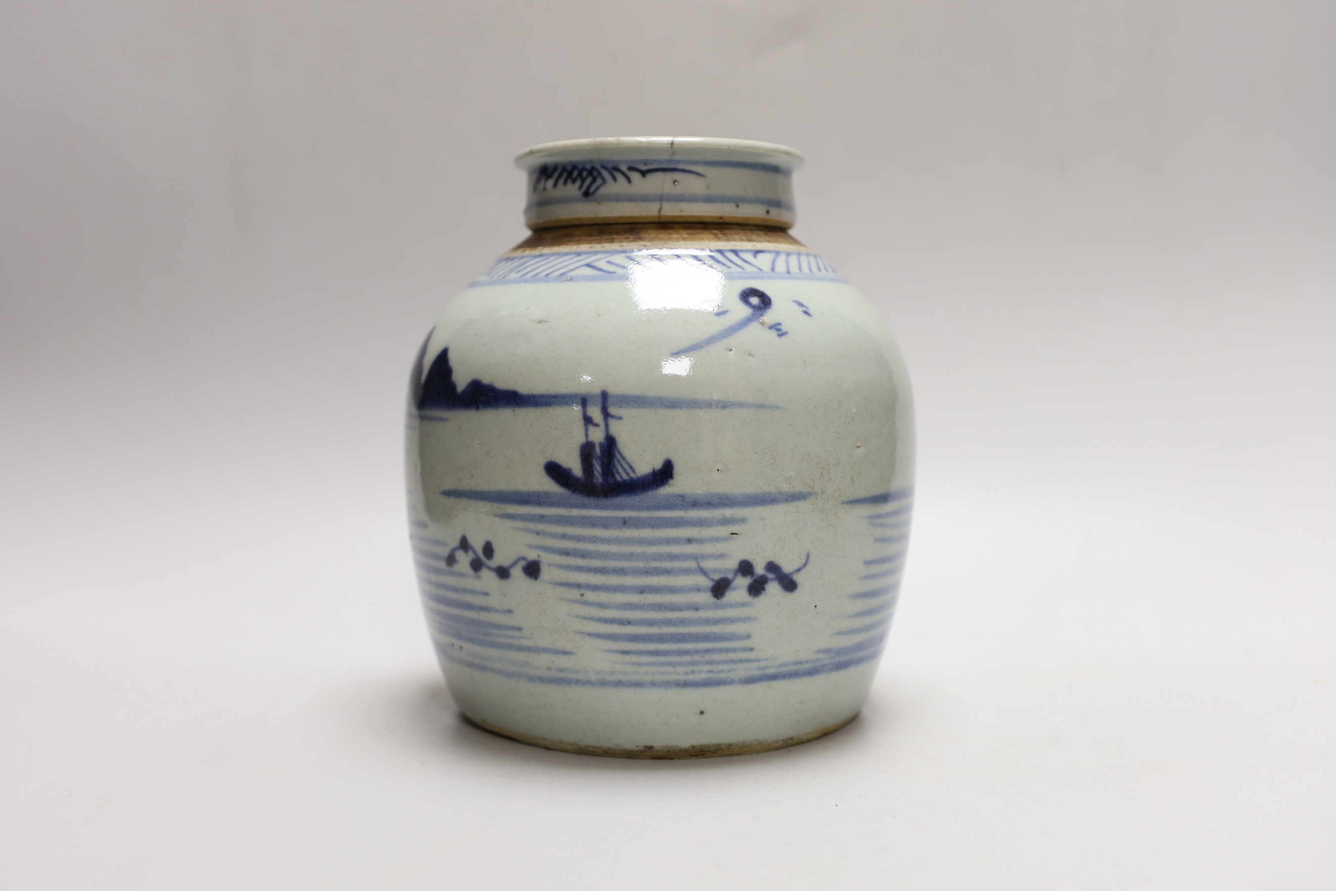 A 19th century Chinese blue and white ginger jar, 18cm